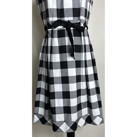 Anna Sui Black & White Gingham Fit & Flair Sleeveless Halter Dress Size 8 - Picture 4 of 9